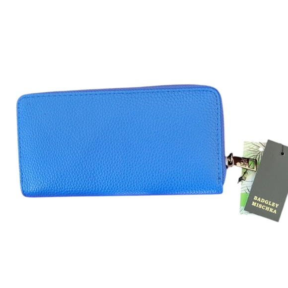 Badgley Mischka Electric Blue Long Wallet with Front Zipper - Picture 2 of 6